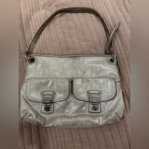 Coach Metallic Cream Shoulder Bag